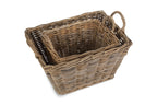 Set of 2 Rectangular Grey Rattan Floor Storage