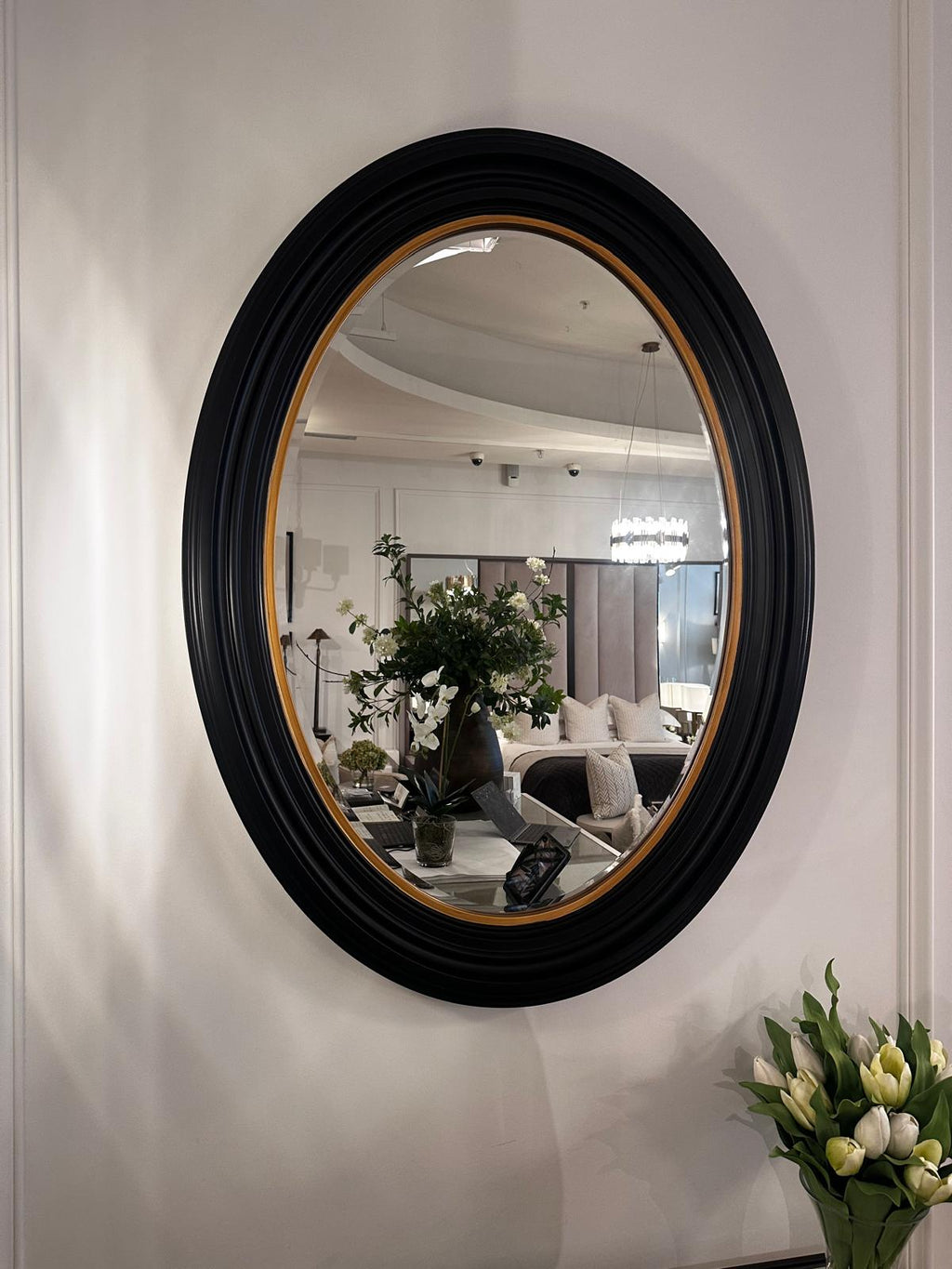 Black and Gold Oval Mirror