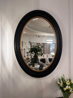 Black and Gold Oval Mirror