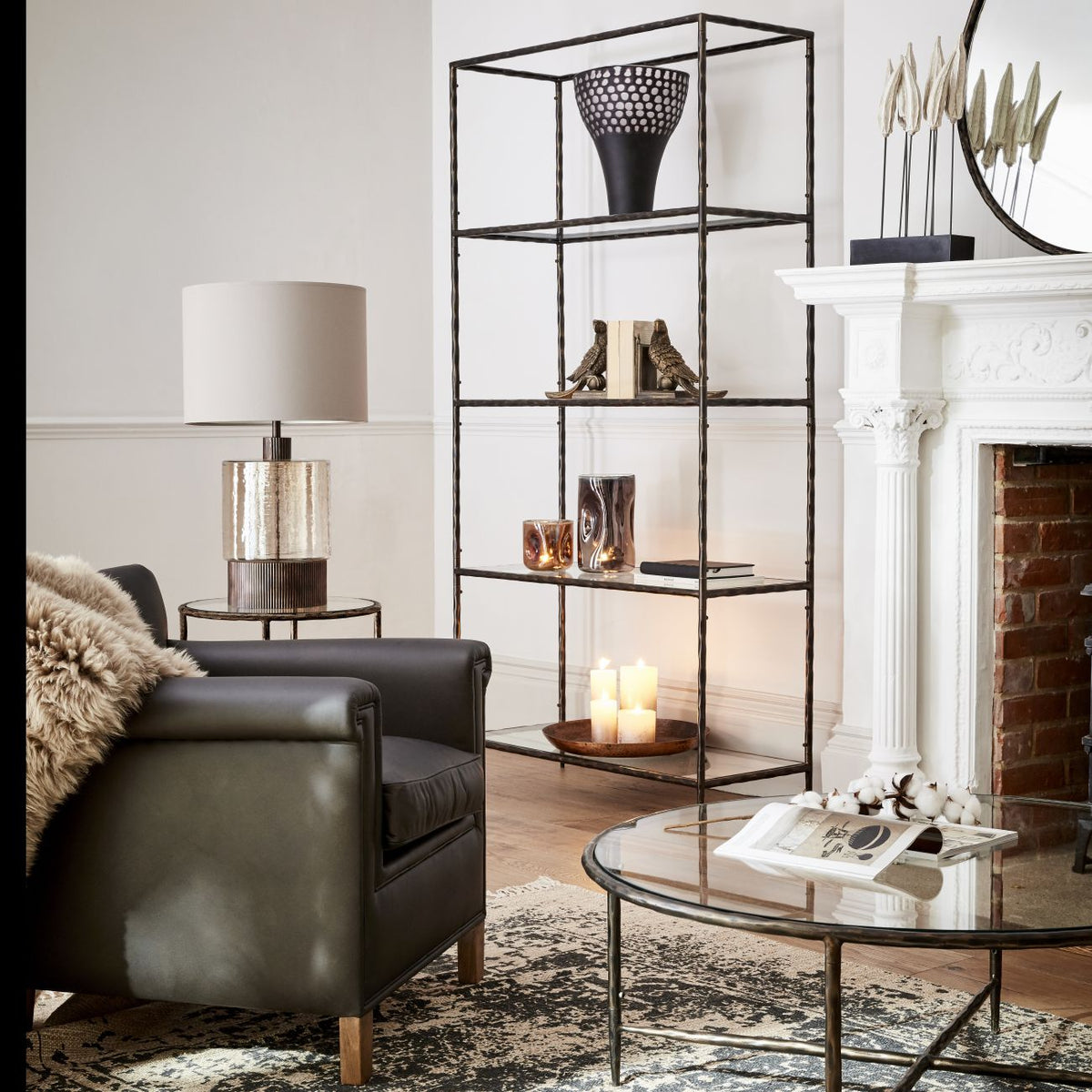 Shelving -Dark Bronze with Glass Shelves