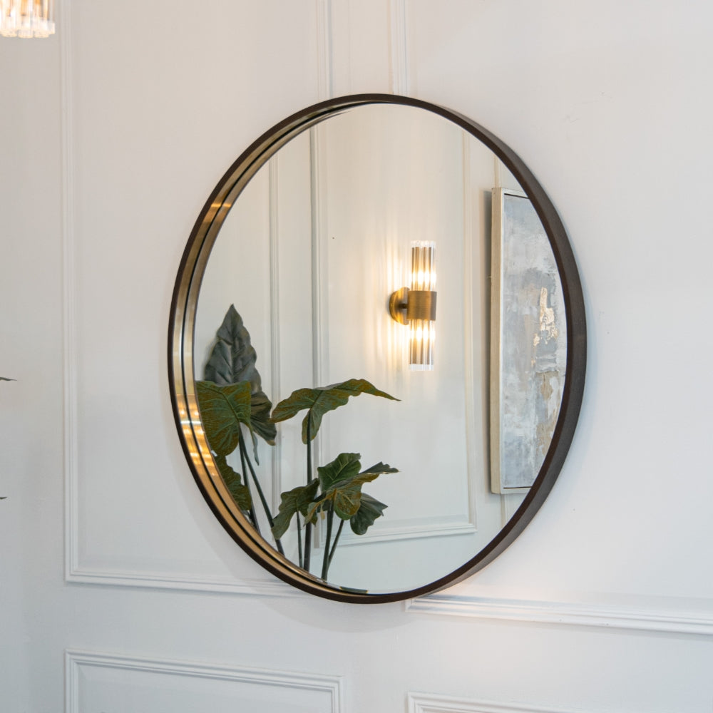 Alyne Chocolate Finish Round Mirror