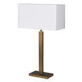Antique Brass Rectangular Table Lamp with Linen Shade