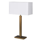 Antique Brass Rectangular Table Lamp with Linen Shade