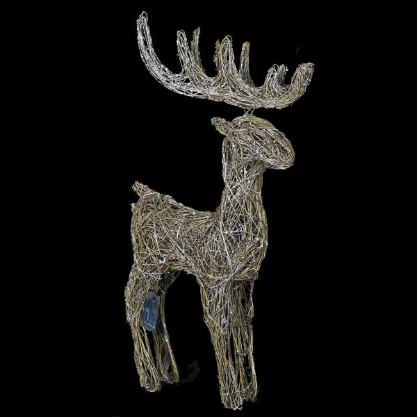Champagne Rattan Lit Deer