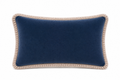 French Blue Velvet Lumbar with Brushed Fringe