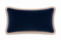 Navy Velvet Lumbar with with Brushed Fringe