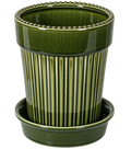 Green Ceramic Stripe Planter