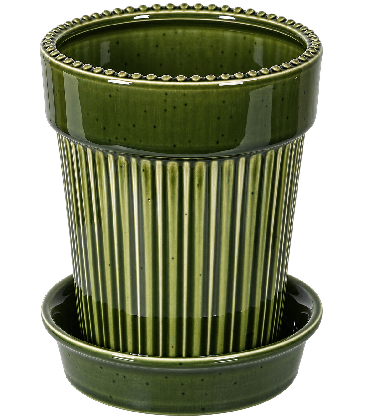Green Ceramic Stripe Planter