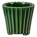 Green Ribbed Plant Pot