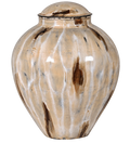 Coffee Hand Enameled Lidded Vase