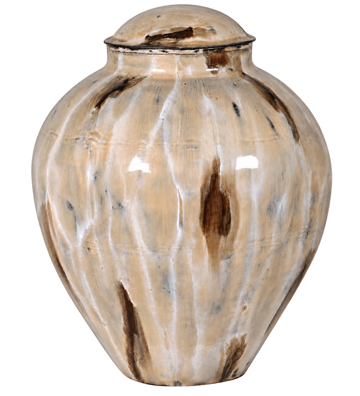 Coffee Hand Enameled Lidded Vase