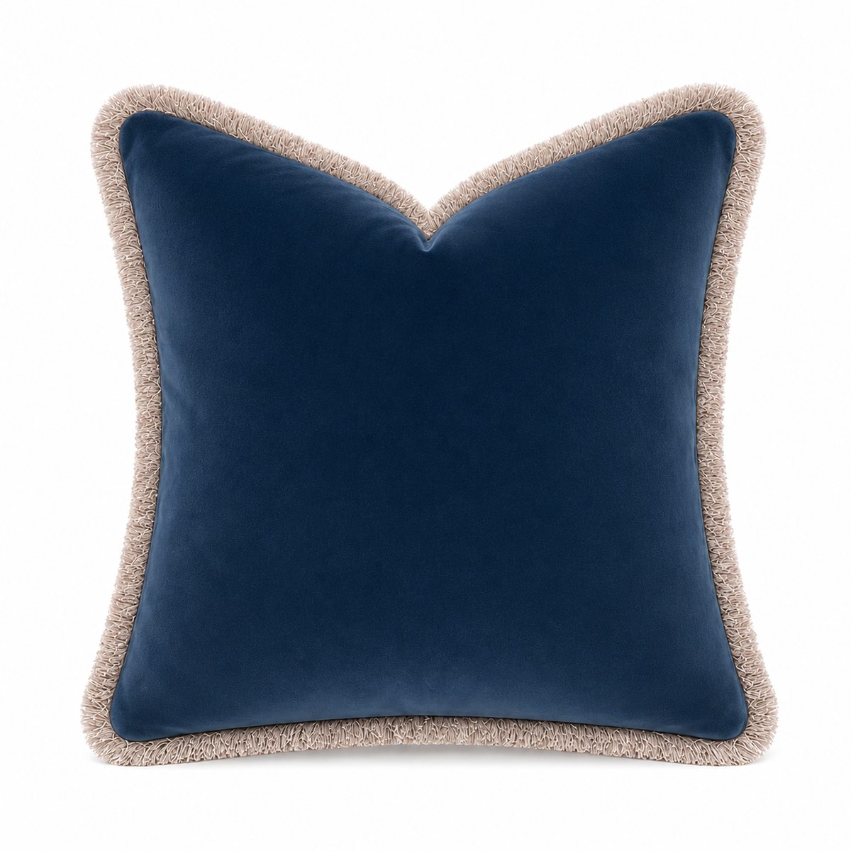 French Blue Velvet with Brushed Fringe