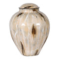 Coffee Hand Enameled Lidded Vase
