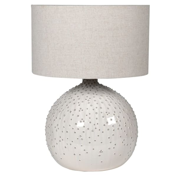 Cream Ball Table Lamp with Linen Shade