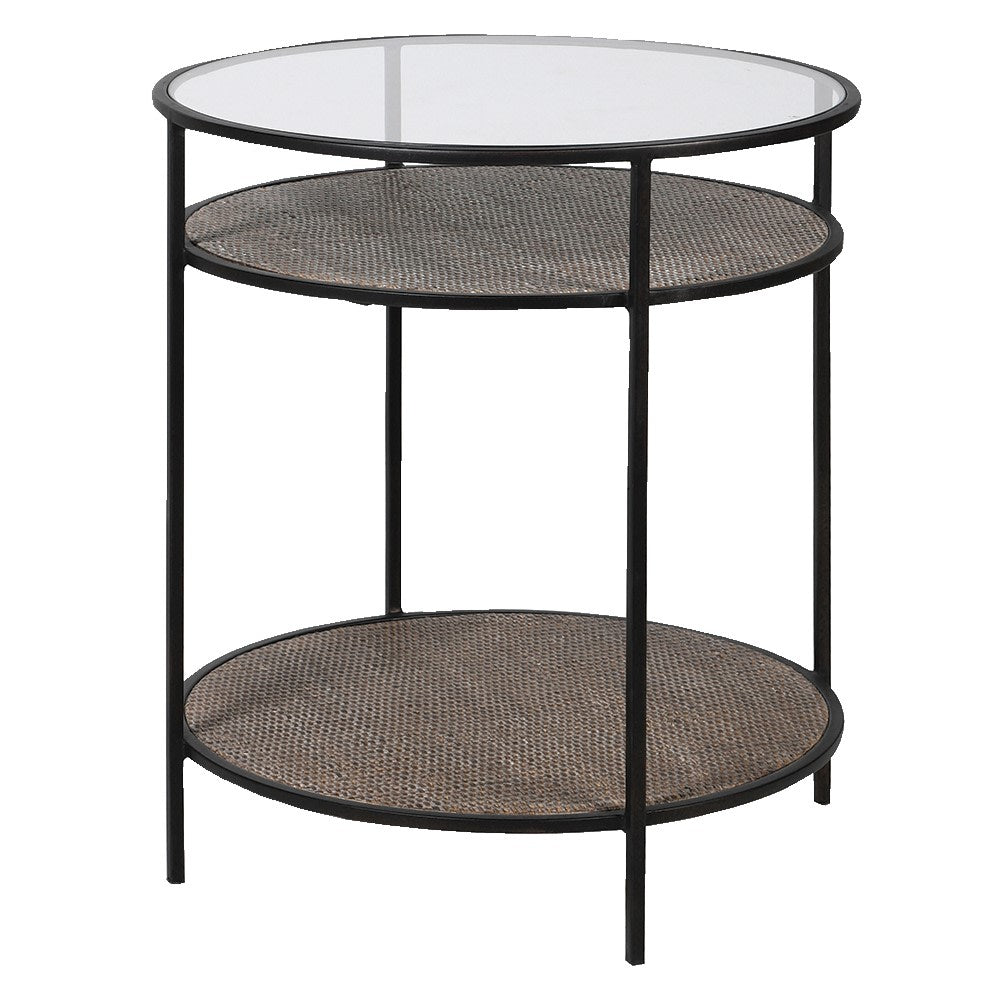 Glass Side Table with Shelf