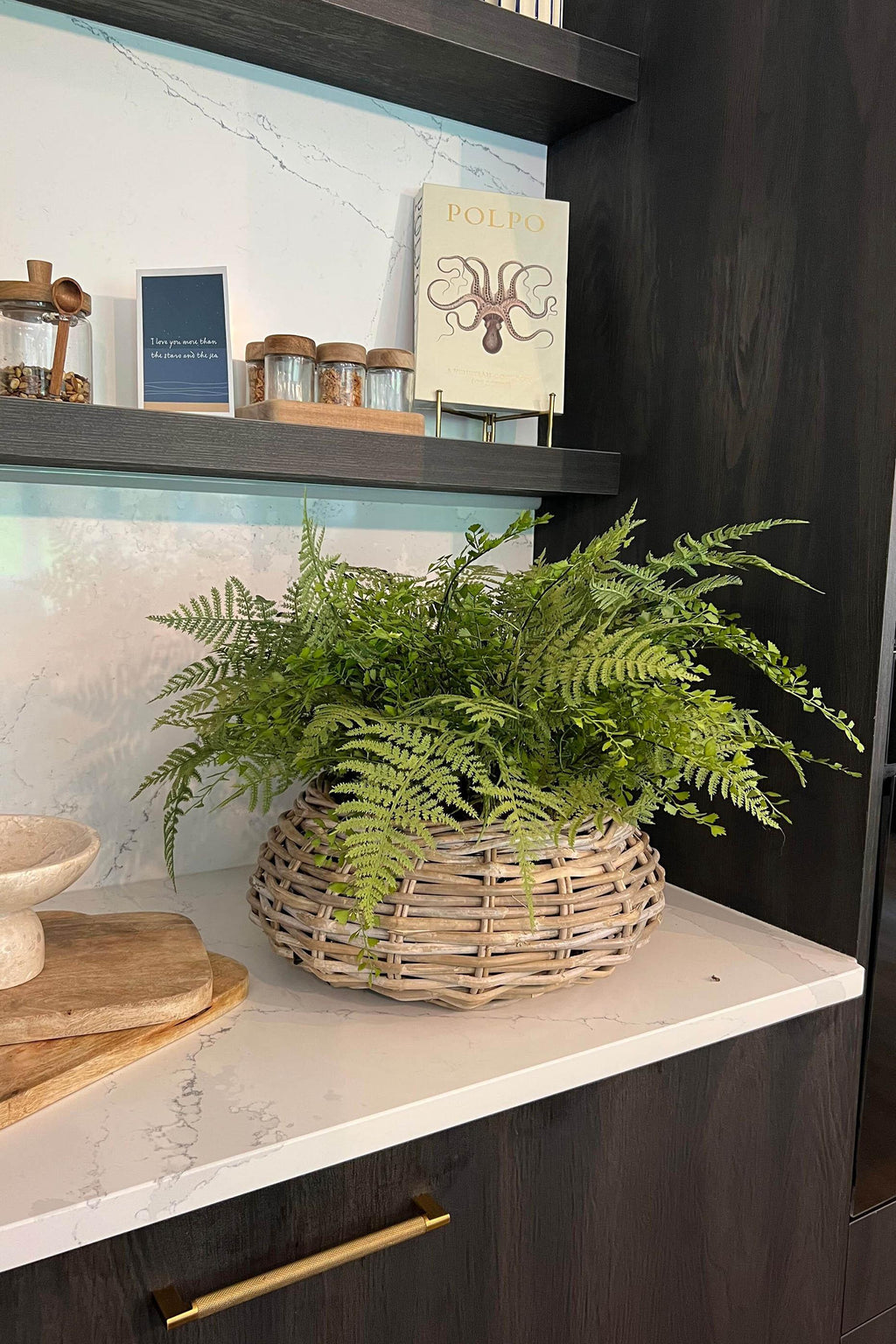 Lush Ferns in a Rustic Wicker Basket