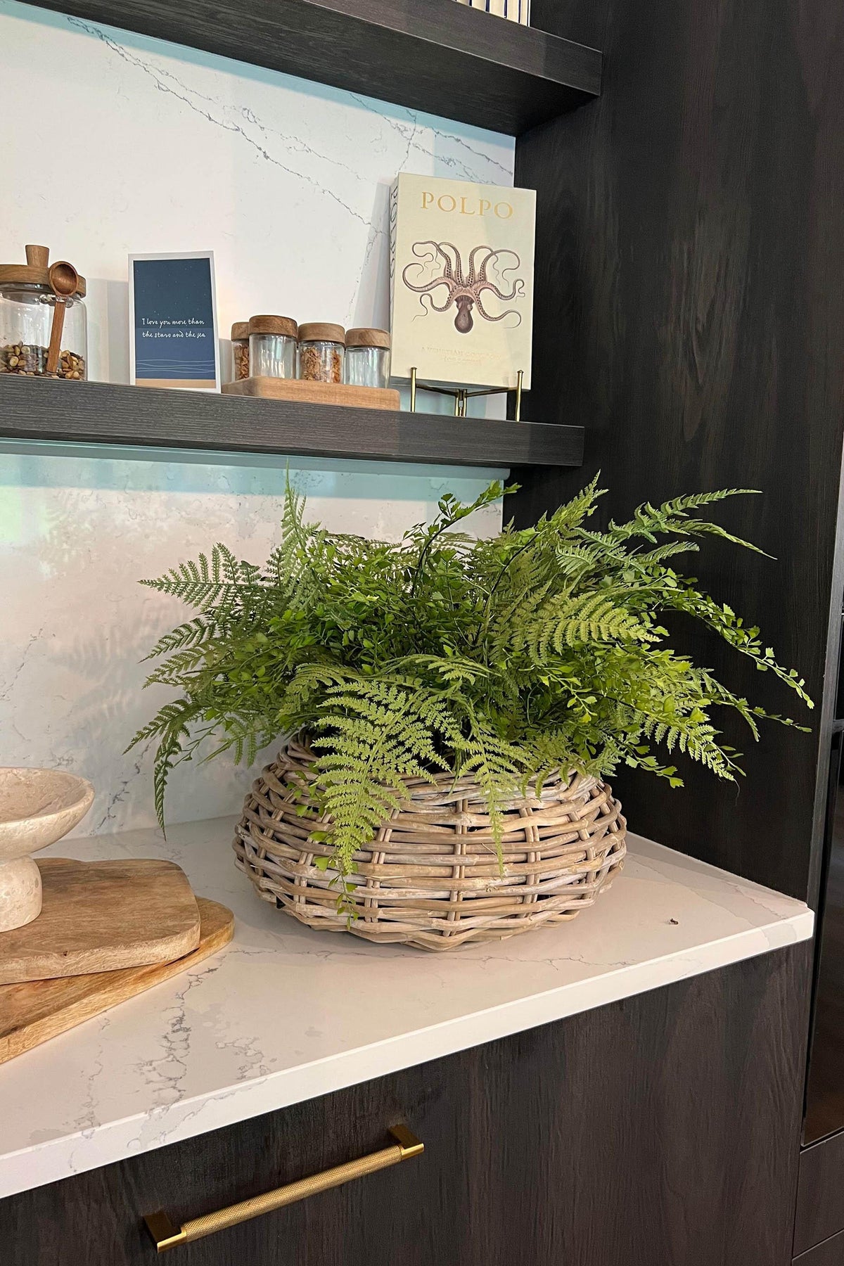 Lush Ferns in a Rustic Wicker Basket