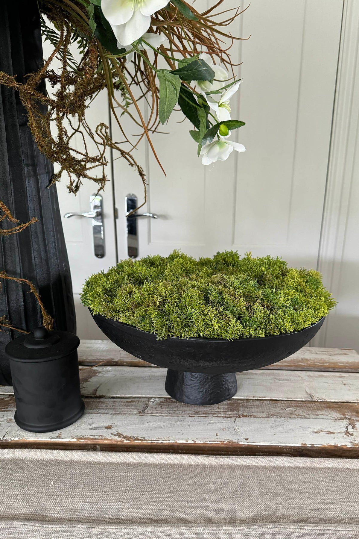 Curly Moss in Elegant Black Stone Bowl