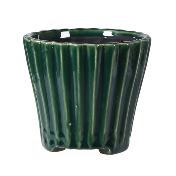 Green Pot Ribbed Small Green Ribbed Plant Pot – Sarah Louise Interiors