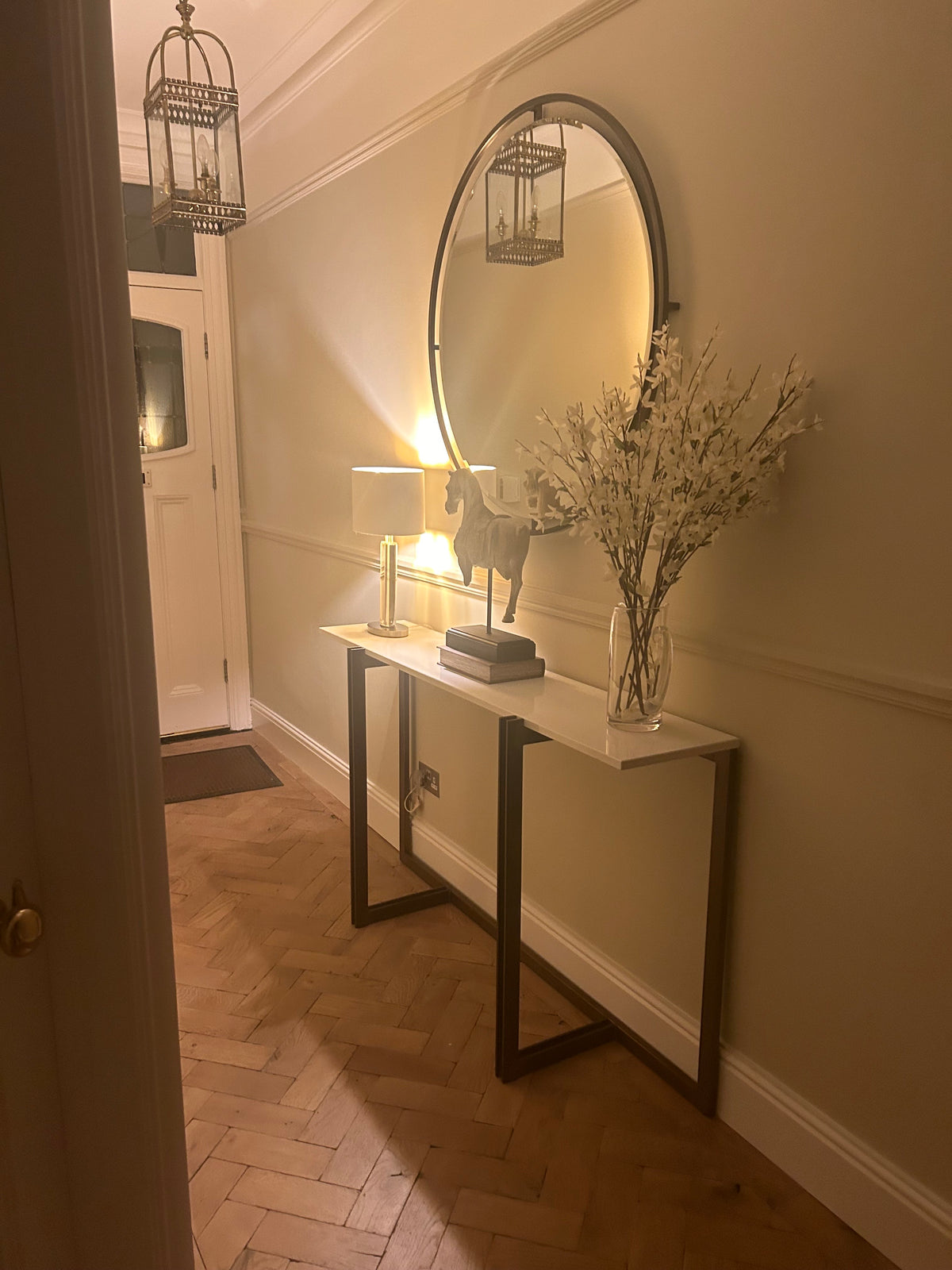 Georgia Round Mirror in Antique Brass
