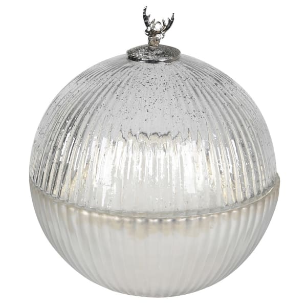 Large Silver Reindeer Candle Pot