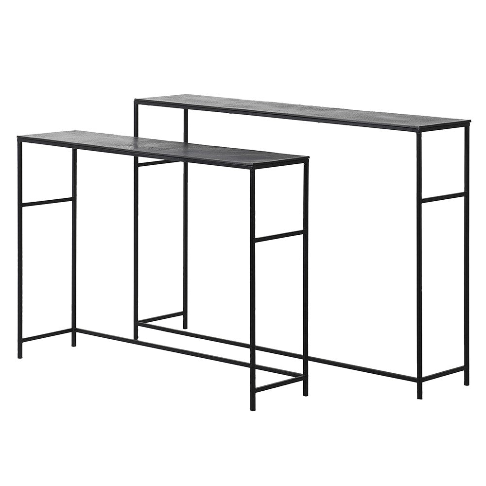 Set of 2 Luxe Graphite Console Table
