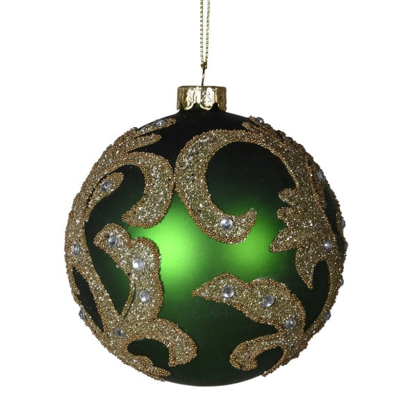 Green Beaded Glass Bauble