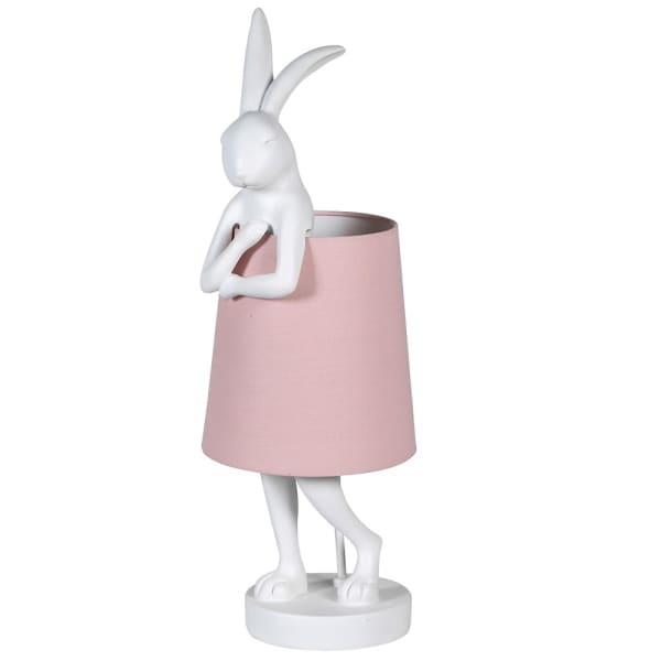 Rabbit Table Lamp with Pink Shade