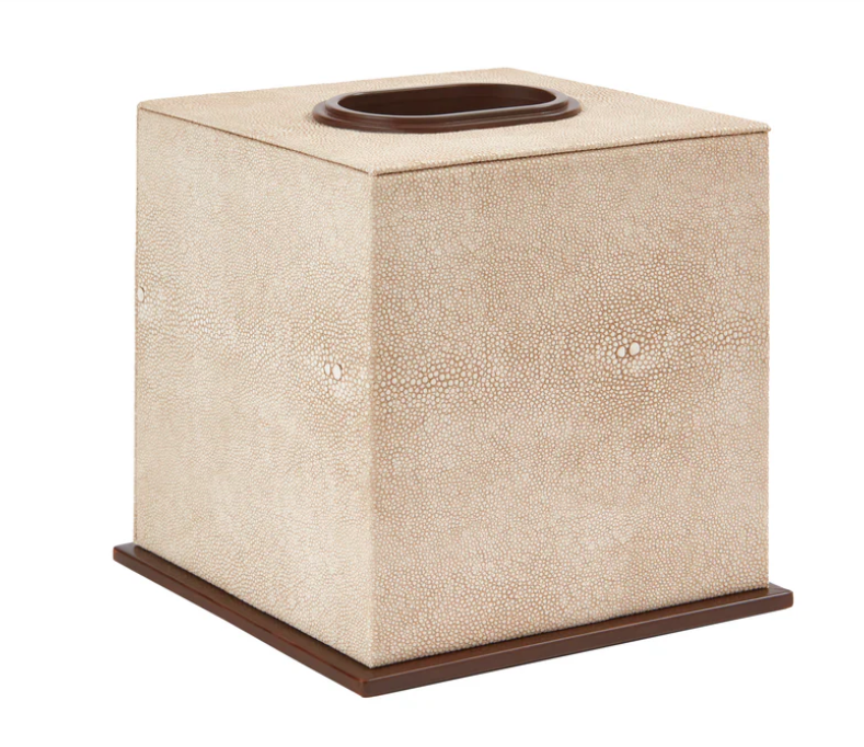 Ecru Faux Shagreen Tissue Box