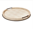 Large Round Ecru Shagreen Tray