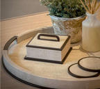 Large Round Ecru Shagreen Tray