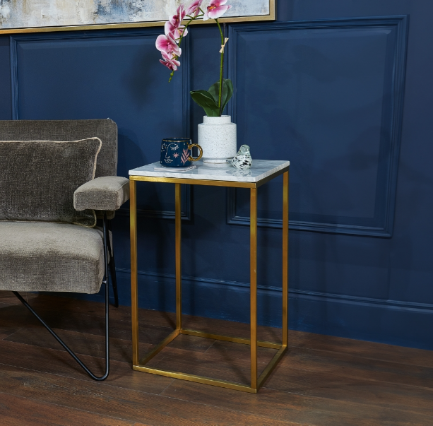 Marble and Brass Side Table