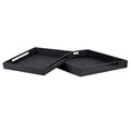 Set of 2 Black Faux Shagreen Trays