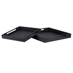 Set of 2 Black Faux Shagreen Trays