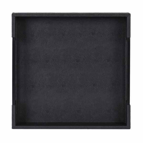 Set of 2 Black Faux Shagreen Trays