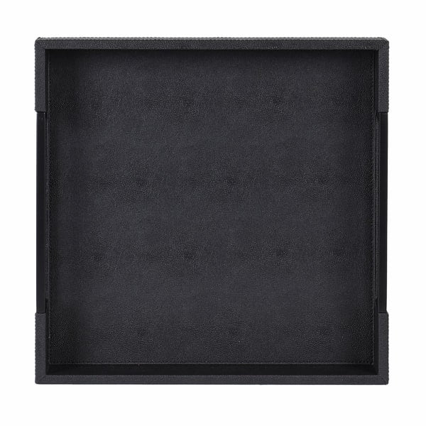 Set of 2 Black Faux Shagreen Trays