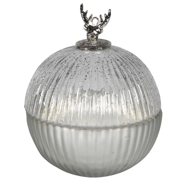 Small Silver Reindeer Candle Pot