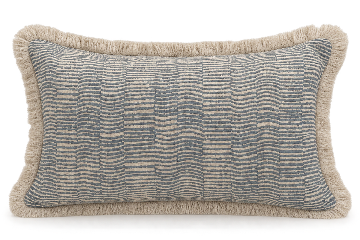Atlantic Blue lumbar with brushed fringe