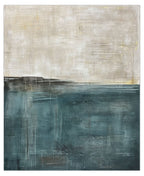 Rustir hand-painted canvas in teal, portrait, in a hand-finished L-shape frame