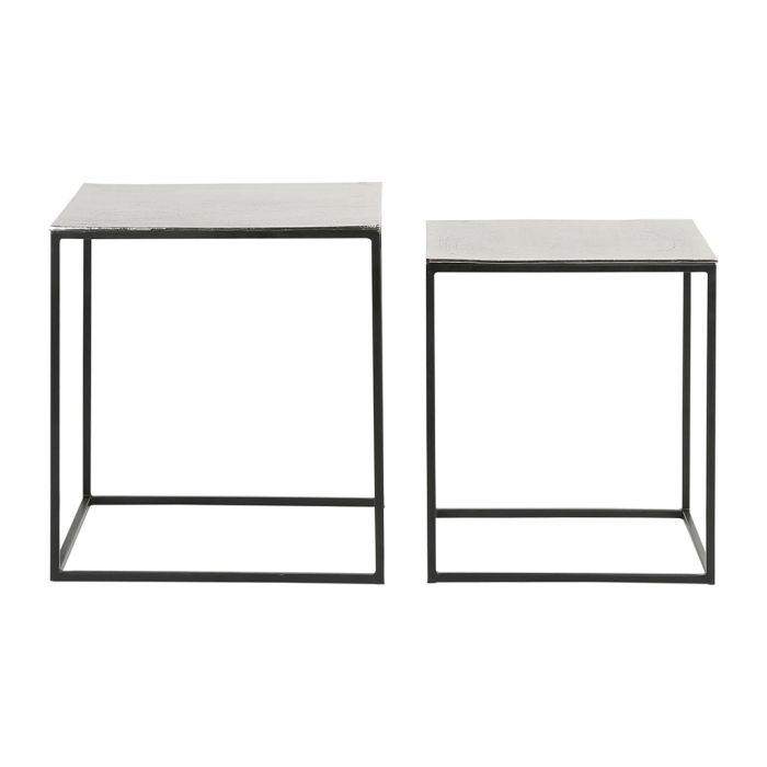 Carlo Square Side Table-Silver/Champagne