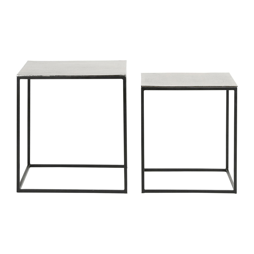 Carlo Square Side Table-Silver/Champagne