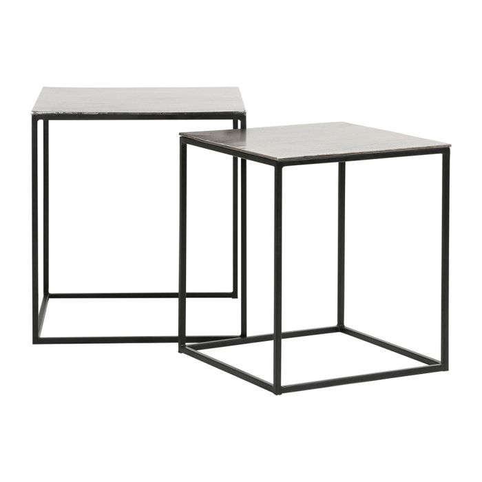 Carlo Square Side Table-Silver/Champagne