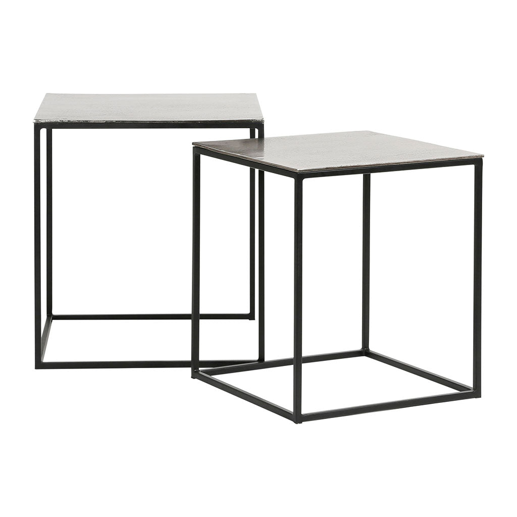 Carlo Square Side Table-Silver/Champagne
