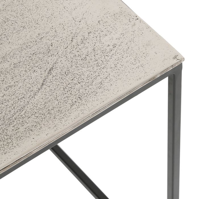 Carlo Square Side Table-Silver/Champagne