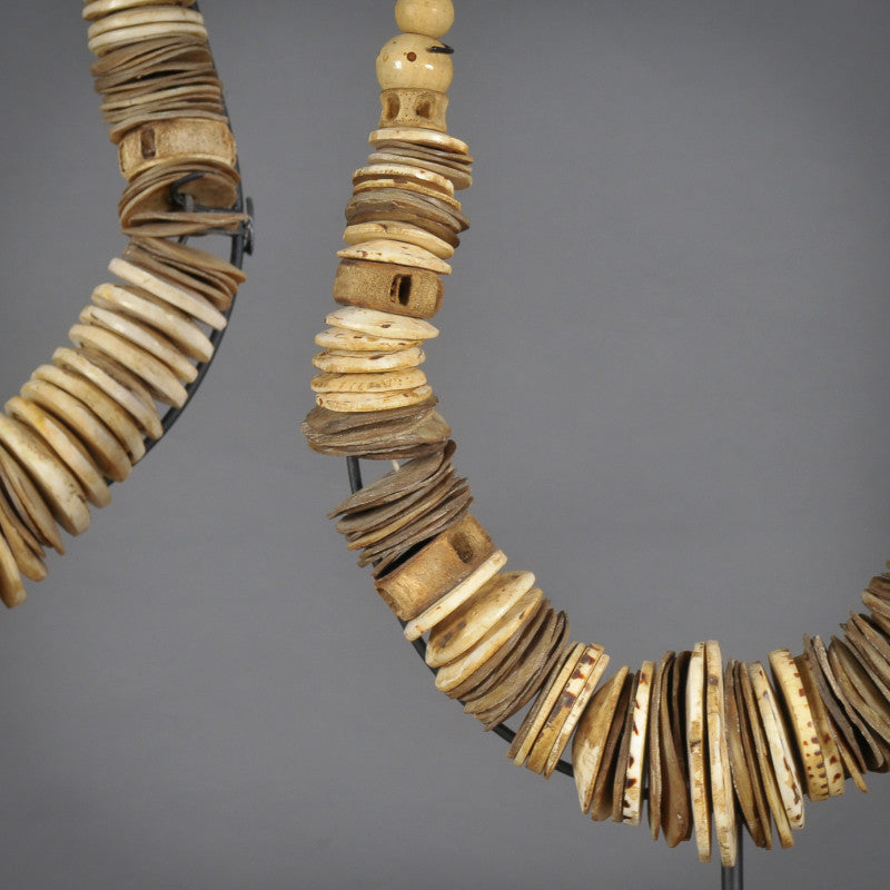 Set of 2 White Shell Coin Necklace